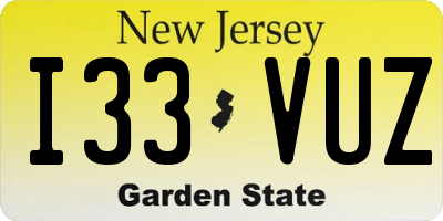 NJ license plate I33VUZ
