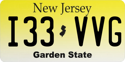 NJ license plate I33VVG
