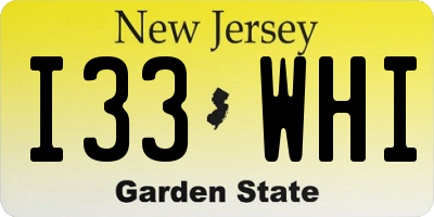 NJ license plate I33WHI
