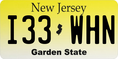 NJ license plate I33WHN