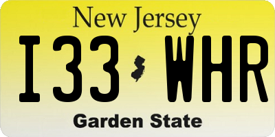 NJ license plate I33WHR
