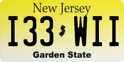 NJ license plate I33WII