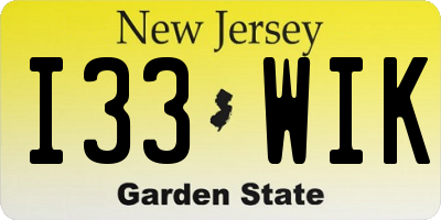 NJ license plate I33WIK