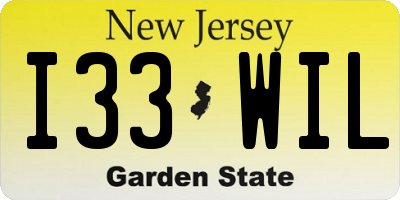 NJ license plate I33WIL