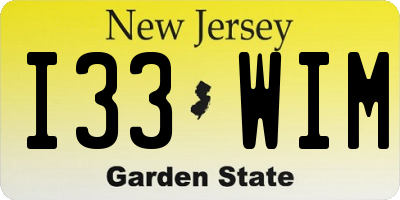 NJ license plate I33WIM