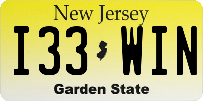 NJ license plate I33WIN