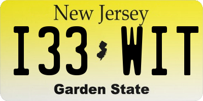 NJ license plate I33WIT