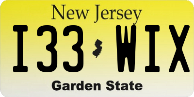 NJ license plate I33WIX