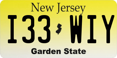 NJ license plate I33WIY