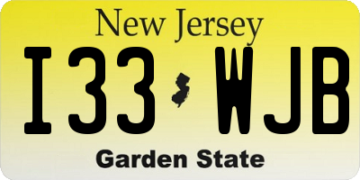 NJ license plate I33WJB