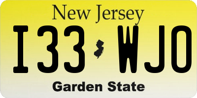 NJ license plate I33WJO