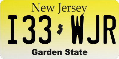 NJ license plate I33WJR