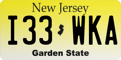 NJ license plate I33WKA
