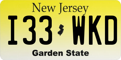 NJ license plate I33WKD