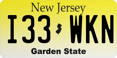 NJ license plate I33WKN