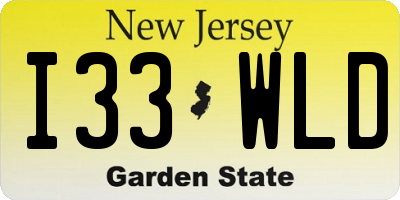 NJ license plate I33WLD