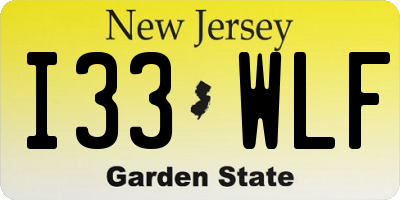 NJ license plate I33WLF