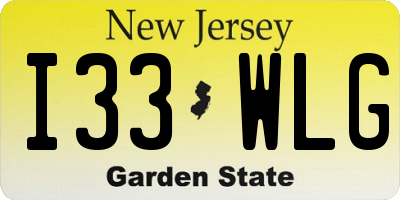 NJ license plate I33WLG