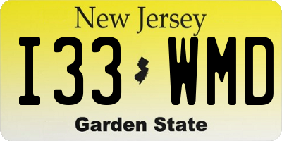 NJ license plate I33WMD