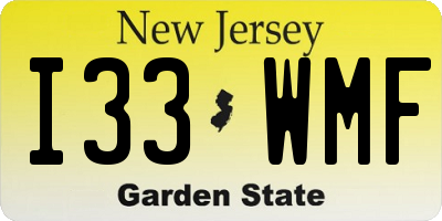 NJ license plate I33WMF