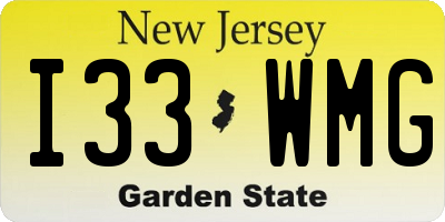 NJ license plate I33WMG