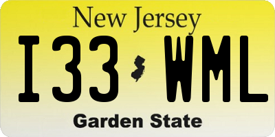 NJ license plate I33WML