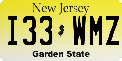 NJ license plate I33WMZ