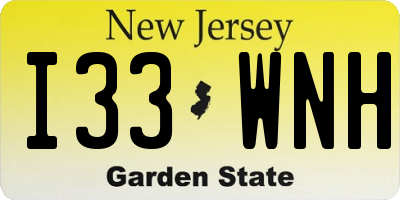 NJ license plate I33WNH