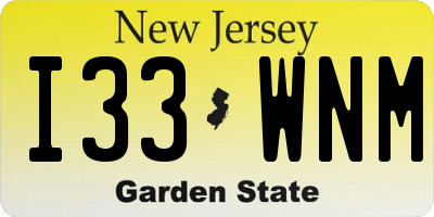 NJ license plate I33WNM