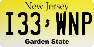 NJ license plate I33WNP