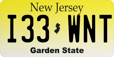NJ license plate I33WNT