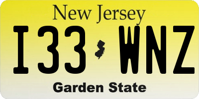 NJ license plate I33WNZ