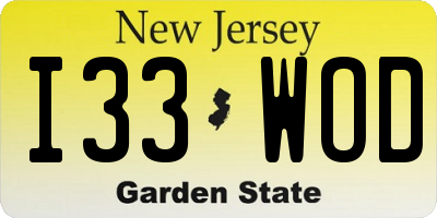 NJ license plate I33WOD