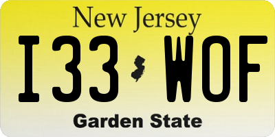 NJ license plate I33WOF