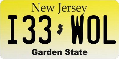NJ license plate I33WOL