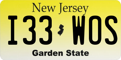 NJ license plate I33WOS