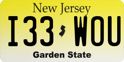 NJ license plate I33WOU