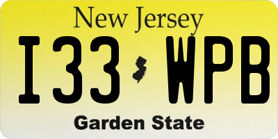 NJ license plate I33WPB