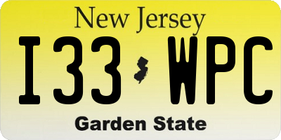 NJ license plate I33WPC