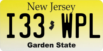 NJ license plate I33WPL