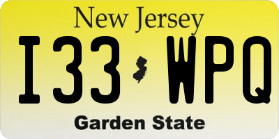 NJ license plate I33WPQ