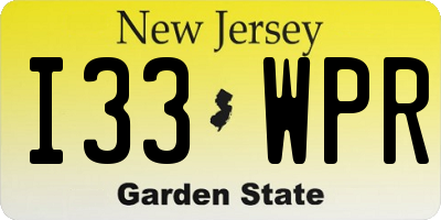 NJ license plate I33WPR