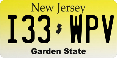 NJ license plate I33WPV
