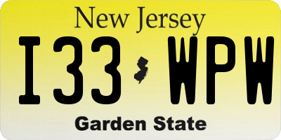 NJ license plate I33WPW