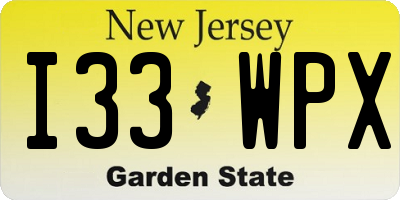 NJ license plate I33WPX