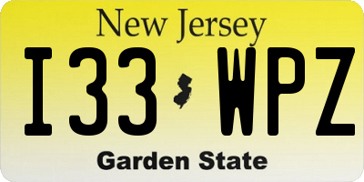 NJ license plate I33WPZ