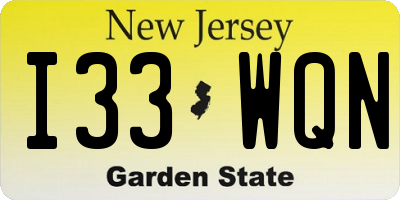 NJ license plate I33WQN