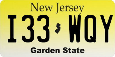 NJ license plate I33WQY