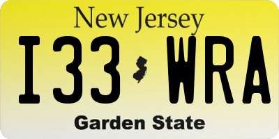 NJ license plate I33WRA