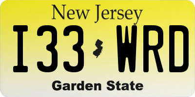 NJ license plate I33WRD